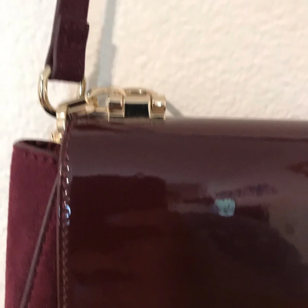 Express Burgundy Patent and Suede Crossbody